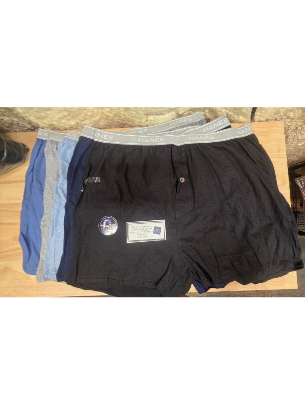 HANES MEN’S EXPOSED WAISTBAND KNIT BOXER SHORTS ASSORTED 5 PACK SIZE XL
